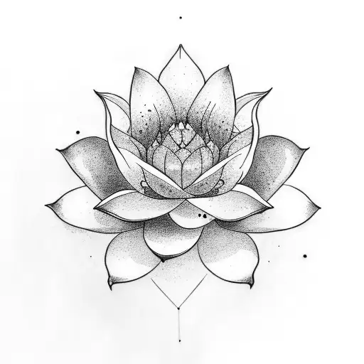 half moon with lotus flower, lily flower, rose flower and daisy flower tattoo design idea