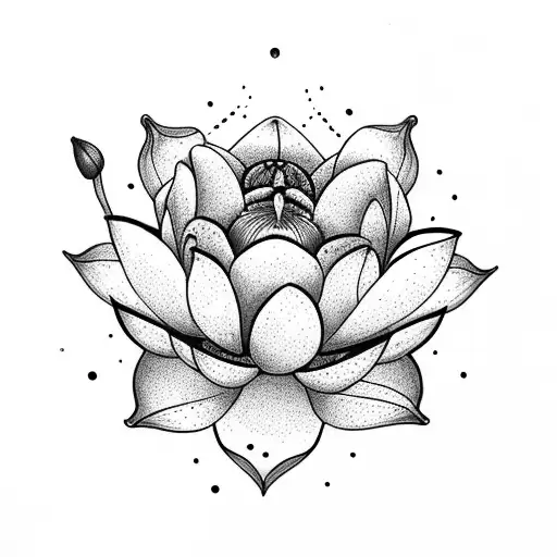 half moon, lotus flower, lily flower, rose flower and daisy flower tattoo design idea