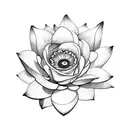 half moon with lotus flower, lily flower, rose flower and daisy flower tattoo design idea