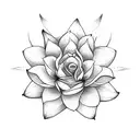 half moon with lotus flower, lily flower, rose flower and daisy flower tattoo design idea