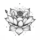 half moon, lotus flower, lily flower, rose flower and daisy flower tattoo design idea