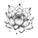 half moon, lotus flower, lily flower, rose flower and daisy flower tattoo design idea