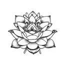 half moon, lotus flower, lily flower, rose flower and daisy flower tattoo design idea