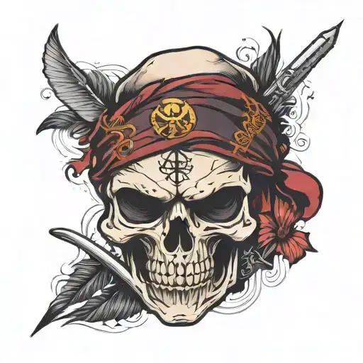  A skull tattoo that incorporates a ninja mask and a pirate bandana. This design can reflect the rebellious spirit of bo tattoo design idea