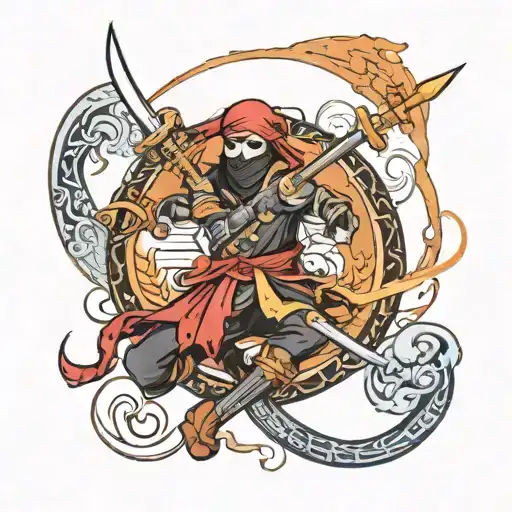 a need a tattoo representing both ninjas and pirates tattoo design idea