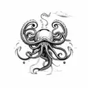 kraken pulling down ship tattoo design idea