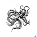 kraken pulling down ship tattoo design idea