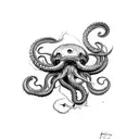 kraken pulling down ship tattoo design idea