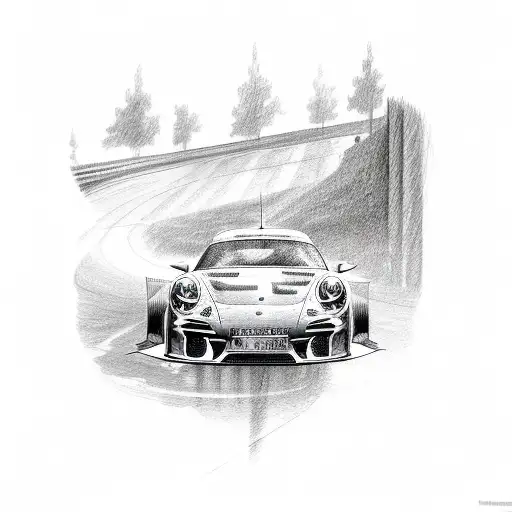 nurburgring and Porsche car tattoo design idea