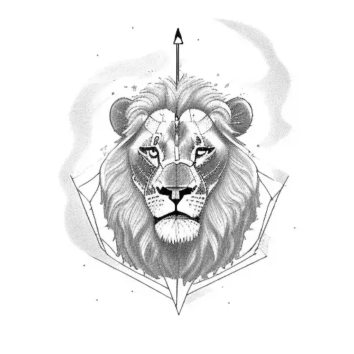 Design a land surveyor holding a lionet while measuring the land tattoo design idea