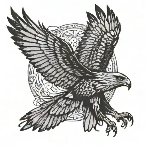 hawk flying tattoo design idea