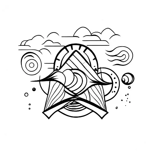 sunset ocean and wave tattoo design idea