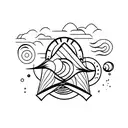 sunset ocean and wave tattoo design idea