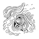sunset ocean and wave tattoo design idea