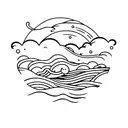 sunset ocean and wave tattoo design idea