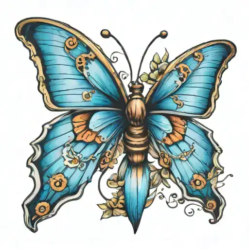 morpho butterfly tattoo design idea