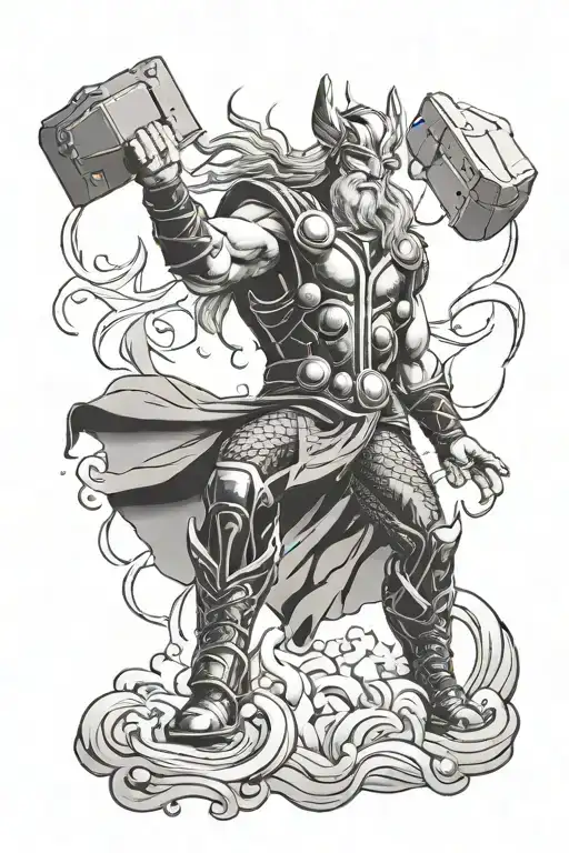 thor god tattoo design idea
