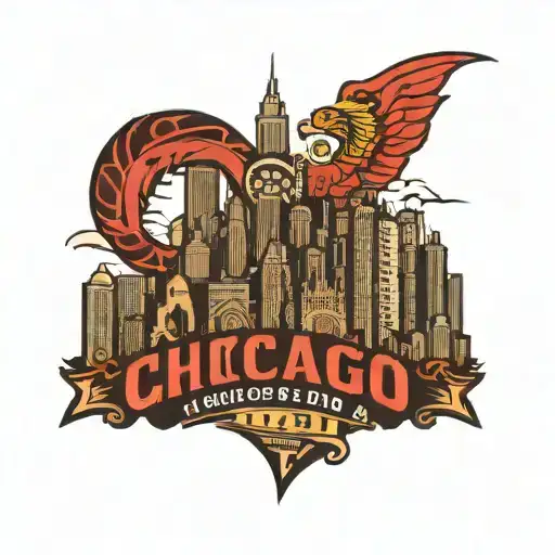city of Chicago with all professional sports teams and legends tattoo design idea