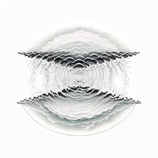 view of a barreling wave from the beach  tattoo design idea