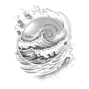 view of a barreling wave from the beach  tattoo design idea