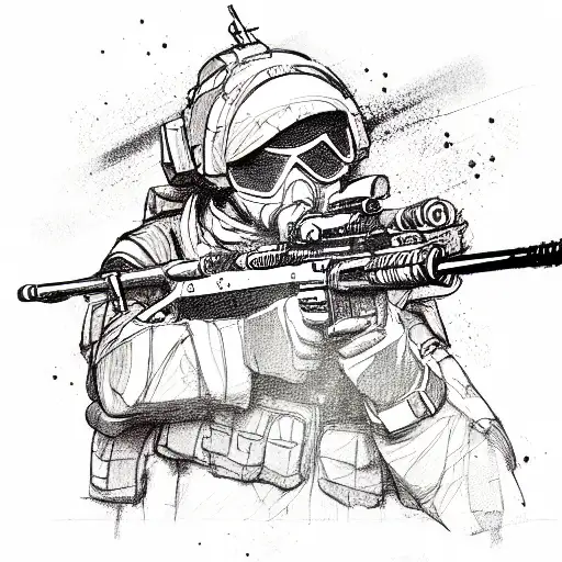 Soldier With Assaul Rifle tattoo design idea