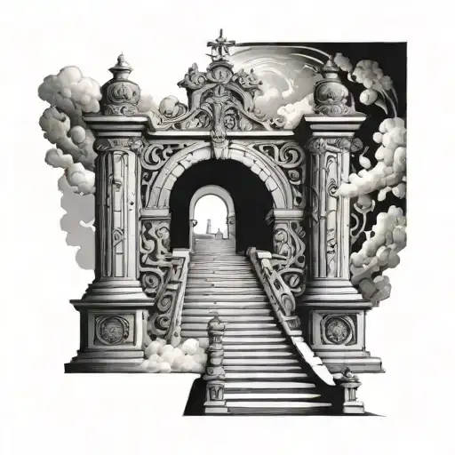heaven gates and stairs tattoo design idea