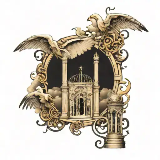 heaven gates and strairway tattoo design idea