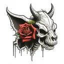 gir invader zim zip up holding cow skull with roses tattoo design idea