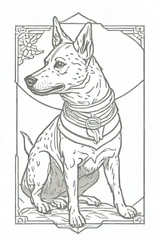 Australian cattle dog as an Asian samurai warrior tattoo design idea