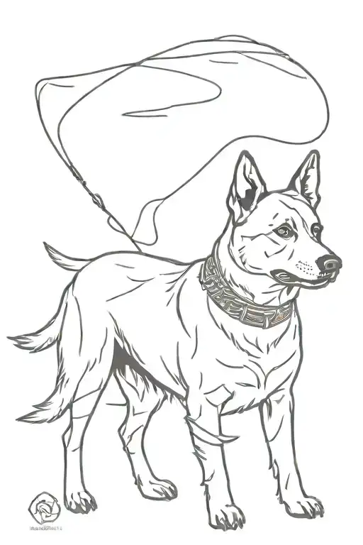 Australian cattle dog brindle samurai tattoo design idea