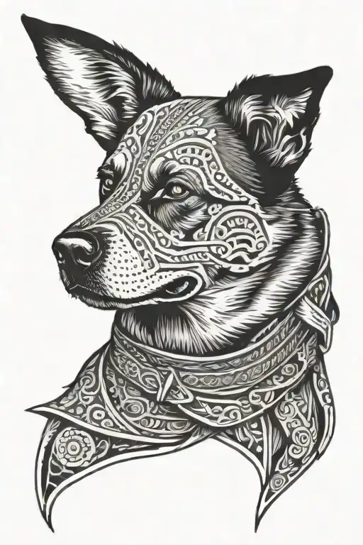 Australian cattle dog japanese samurai tattoo design idea