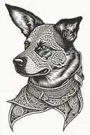 Australian cattle dog japanese samurai tattoo design idea