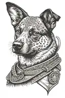 Australian cattle dog japanese samurai tattoo design idea
