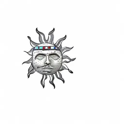 a sun from Uruguay flag and a roman soldier helmet tattoo design idea