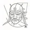 Samurai mask split in half tattoo design idea