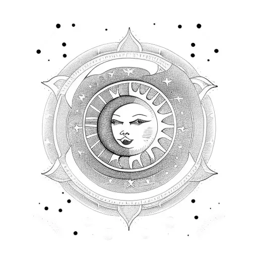 Sun, moon and star tattoo design idea