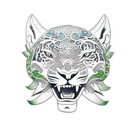 Jaguar in Rainforest tattoo design idea