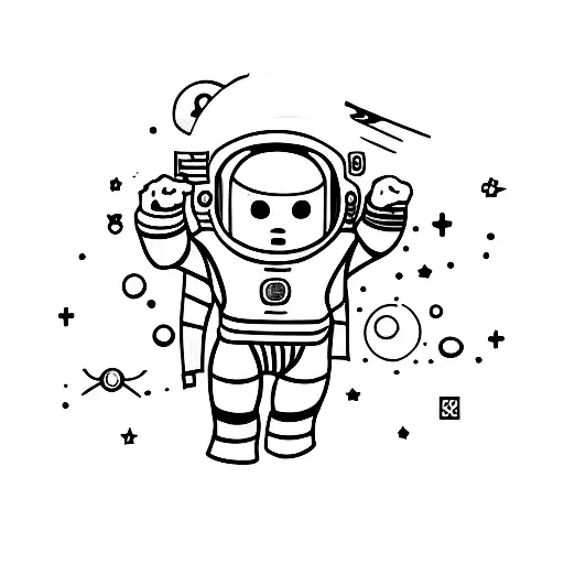 Astronaut with straw hat  tattoo design idea