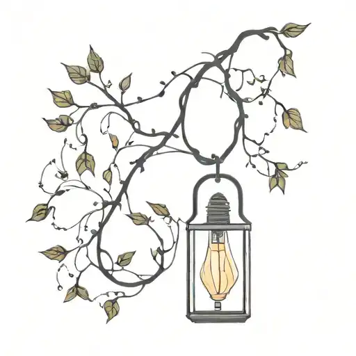 old rigid frame covered in vines Inside the frame should be chains and shackles, and in the top of the frame a lightbulb tattoo design idea