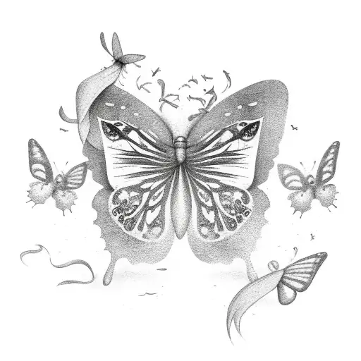 butterflies made of smoke tattoo design idea