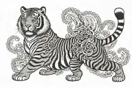 Tiger with sikh talwar tattoo design idea