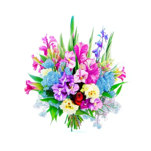 A vibrant bouquet of gladiolus, red carnation, and apple blossoms tattoo design idea