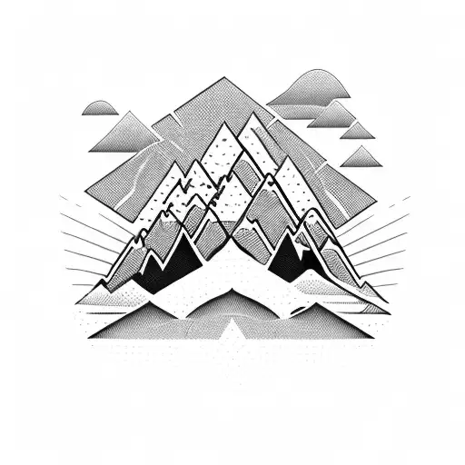 mountains with adventure motorcycle tattoo design idea