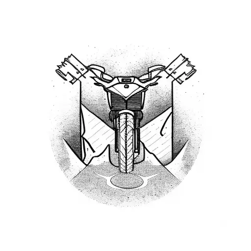 mountains with adventure motorcycle tattoo design idea