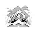mountains with adventure motorcycle tattoo design idea
