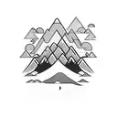 mountains with adventure motorcycle tattoo design idea