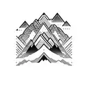 mountains with adventure motorcycle tattoo design idea