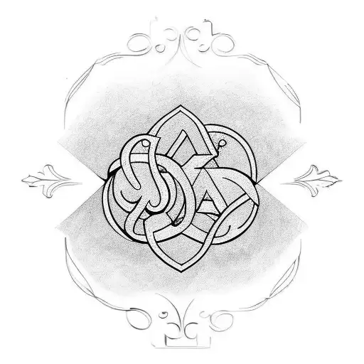 monogram S L and waterlily tattoo design idea
