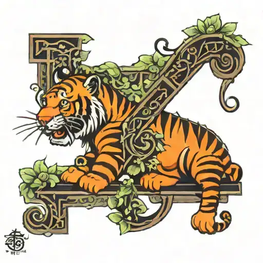 a capital G shaped like a spring to sit beside tigger tattoo design idea