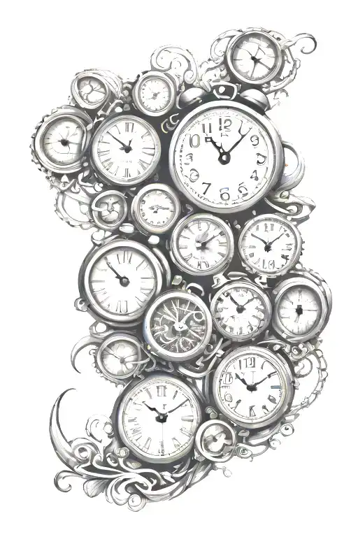 clocks stacked with double Infiniti sign tattoo design idea